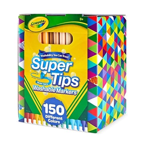 Crayola Super Tips Marker Set (150ct), 2-in-1 Fine Point & Broad Line Markers for Kids, for Kids, Colored Markers for Coloring Books, 3+ thumbnail 5