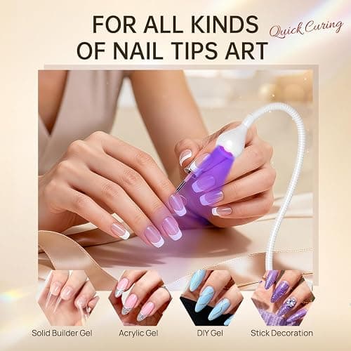 AORAEM LED Nail Lamps 3W Flexible Gooseneck Lamp Quicky Dry Nail Manicure Dryer Gel Polish Curing Light Plug Play Portable Flash Cure Light for Gel Nails Home DIY Professional Nail Tools White thumbnail 6