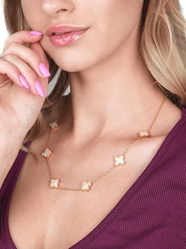 SHINYY Four Leaf Clover Choker Necklace for Women | 18K Gold Plated Lucky 4 Leaf Jewelry | Trendy Gifts for Her thumbnail 2