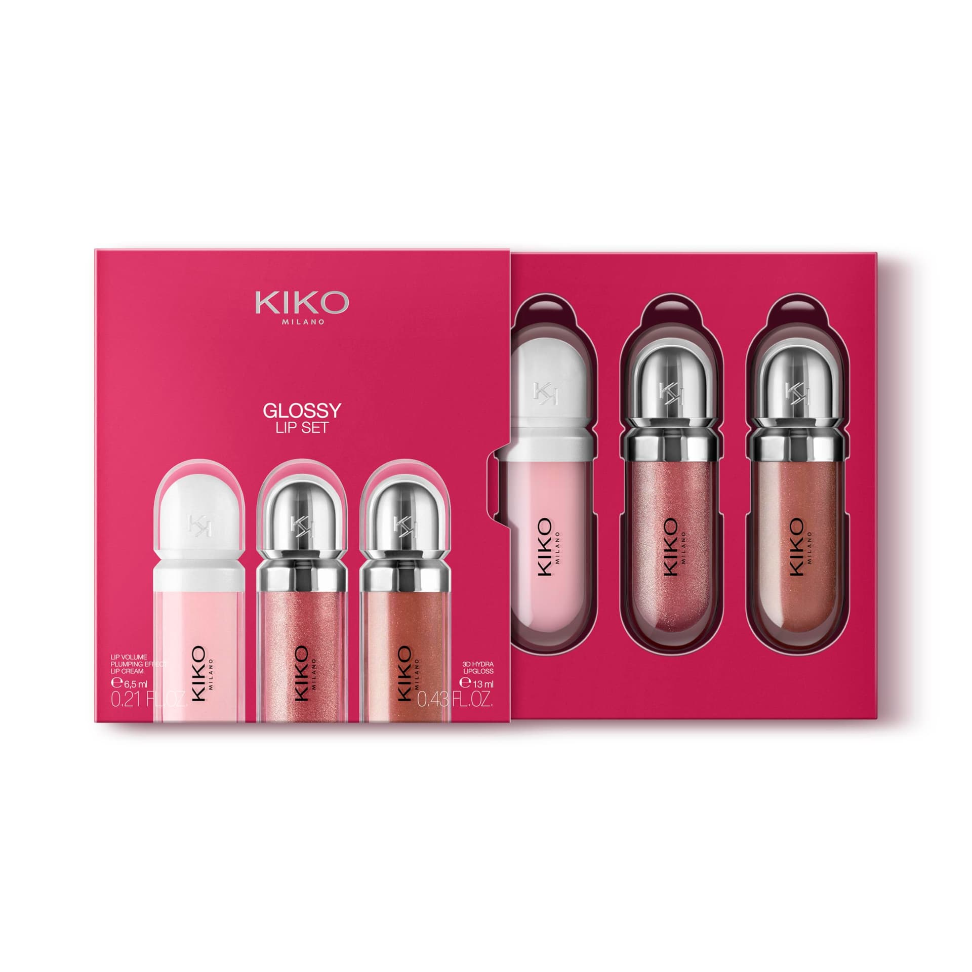 KIKO Milano Glossy Lip Set, Makeup Set: 2 Moisturizing Lip Glosses And 1 Perfecting Lip Cream thumbnail 4