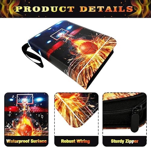 Basketball Card Binder 9 Pocket, Trading Card Binder with Sleeves, Sports Card Binder Collectible Trading Card Albums Fits 900 Cards with 50 Removable Sleeves thumbnail 4
