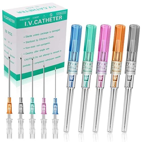 Catheter Piercing Needles Mixed 50Pcs Mixed Sizes 14/16/18/20/22 Gauge Piercing Needles Professional Hollow IV Catheter Needles for Ear Nose Lip Tongue Belly - Image 1