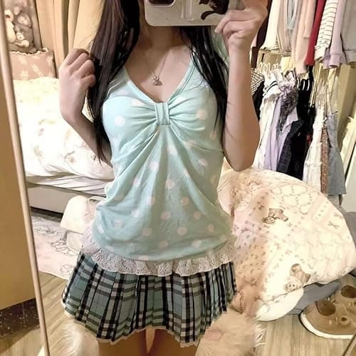 Y2k Grunge Striped Shirts Women Teen Girls Fitted Emo Goth Top 2000s Clothing Vintage Tees Mcbling Streetwear thumbnail 5