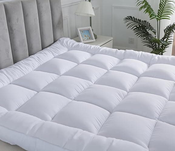 Hotel Quality Box Stitched Microfibre Mattress Topper 5cm Super soft Heavy Fill Orthopaedic Anti Allergy Quilted Mattress Topper (Double,137Cm X190cm) - Image 1