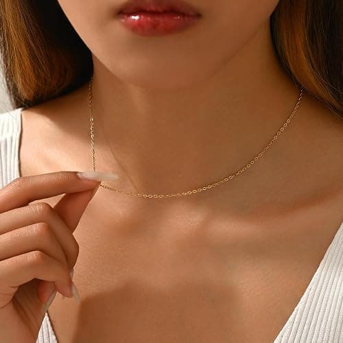 Mauzew Gold Chain Necklace for Women Dainty Simple Satellite Beaded Twisted Chain Choker Necklace Everyday Jewelry Christmas Gifts thumbnail 5