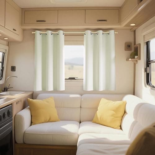 KOUFALL Short Curtains 45 Inch RV Camper Small Window Curtains, Blackout Thermal Bunk Bed Curtains for Bedroom, 2 Panels Set, 34x45 in Length, Cream Beige thumbnail 3