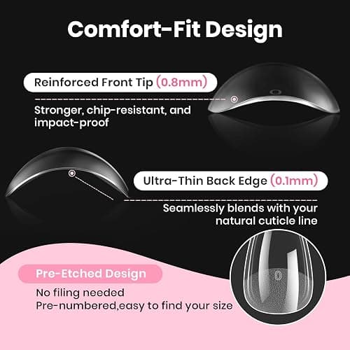 Beetles Gel Nail Kit Etch-X, Square Short, 288pcs 12 Sizes Nail Tips, 3Pcs 15ml HEMA-Free Nail Glue Top Coat & Base Gel Set, with Mini Lamp, Press On Nail, Long Lasting Extension DIY Set at Home thumbnail 5