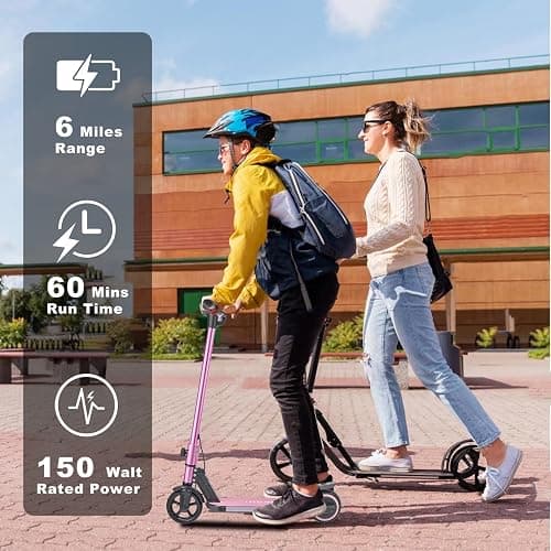 Electric Scooter for Kids Ages 6-12, 150W Motor, 4/7/11 Mph, 60 mins Ride Time, Adjustable Speed, LED Display, Colorful Lights, Electronic Brake, Foldable Kids Electric Scooter thumbnail 6