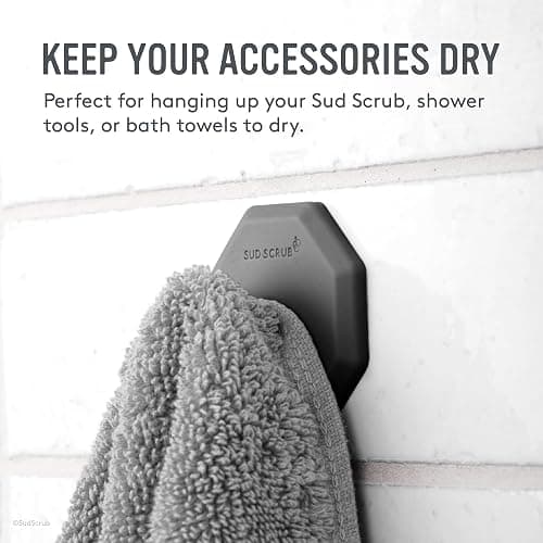 Sud Scrub Antimicrobial Shower Hooks, Self Adhesive, Heavy Duty Removable, Stick On for Hanging, Bathroom Towel Hook (Charcoal) thumbnail 7