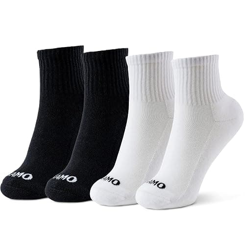 Kamo Fitness Daily 4-Pack Ankle Socks for Women, Workout Half Crew, Cotton | Athletic half crew workout socks, cotton mid-calf, cushioned sole, seamless toe, quarter length, womens size 5-9, 4 pairs - Image 1