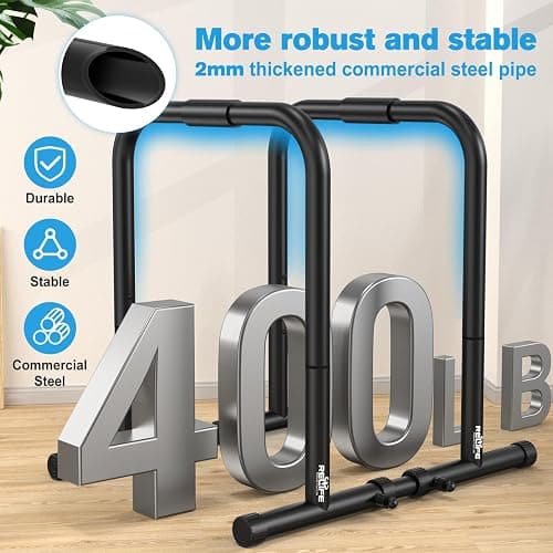 RELIFE REBUILD YOUR LIFE Dip Station Functional Heavy Duty Dip Stands Fitness Workout Dip bar Station Stabilizer Parallette Push Up Stand thumbnail 5