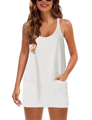 Faleave Women's Summer Sleeveless Mini Dress Athletic Dress Spaghetti Strap Short Tennis Dress with Pockets thumbnail 3