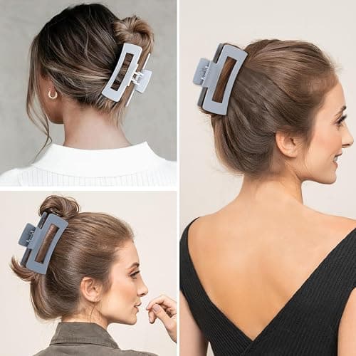 Sisiaipu 4 Inch Big Hair Claw Clips 6 Pcs Large Claw for Thick Hair Square Hair Clips for Women Rectangle Hair Clips Nonslip Acrylic Banana Jaw Clips Hair Accessories for Girls (Grey) thumbnail 6