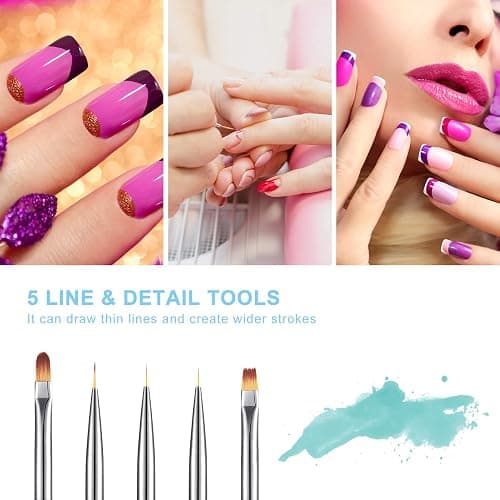 JOELELI 10PCS Nail Art Brushes Set, Double-Ended Detailing & Dotting Pens for UV Gel & Acrylic Nail Designs, Nail Art Tools for Women and Girls, Home Salon Accessories thumbnail 3