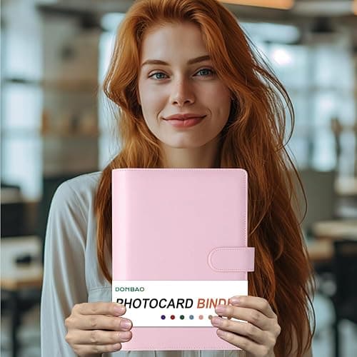A5 Kpop Photocard Binder, 6 Ring Binder Collector’s Album with 240 Card Slots, PU Leather Binder Cover for Organizing K-Pop, Trading Cards, Game Cards & Memorabilia (Light Pink) thumbnail 2