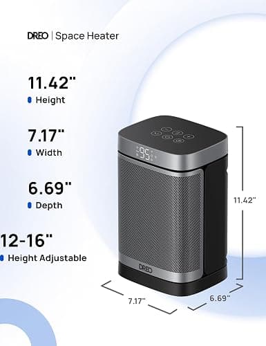 Dreo Space Heater, 1500W Portable Electric Heaters for Indoor Use, PTC Ceramic Heater for Office with Remote, Thermostat, 70°Oscillation, 12H Timer, 5 Modes, Safe Quiet Room Heater for Bedroom thumbnail 2