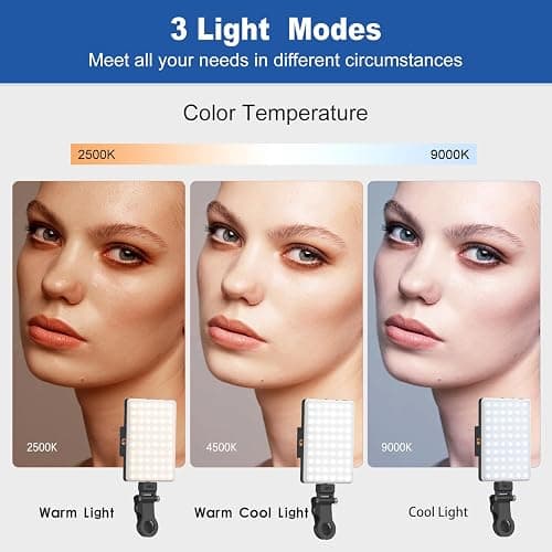 OLRPT Selfie Light, Phone Light with Front & Back Clip, 60 LED Portable Light with 3 Modes, 5000mAh Rechargeable Video Light for Phone, iPhone, IPad, Laptop, TikTok, Makeup, Live Stream, Vlog thumbnail 3
