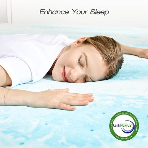 Sweetcrispy Mattress Topper Queen, 2 Inch Thick Memory Foam Gel Infused Cooling Toppers Pad for Queen Size Bed, Sleeper Sofa, RV, Camper, CertiPUR US Certified, Ventilated and Breathable, Blue thumbnail 7