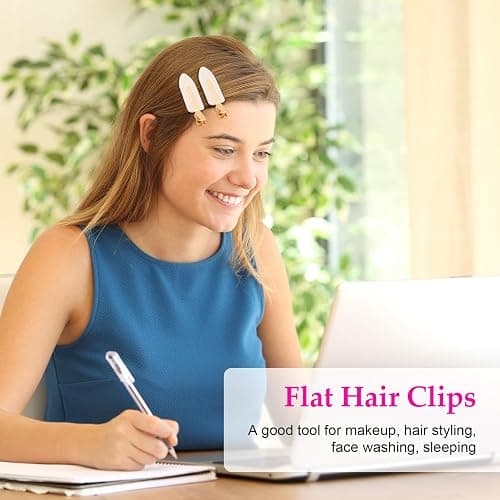 D 6 Pcs Creaseless Hair Clips for Makeup,White | No Crease，No Bend,Flat Hair Clips for styling ,Everyday Outfits, Hair Salons, Metal Handles thumbnail 7