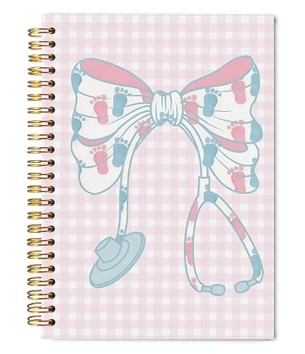 WNAGT Labor and Delivery Nurse Gifts Spiral Notebook 5.5x8.3, NICU Pediatric Neonatal Nurse Obgyn Gifts, Nursing Medical Office Supplies for Work, Coquette Stethoscope Bow Medical Journaling Notebooks - Image 1