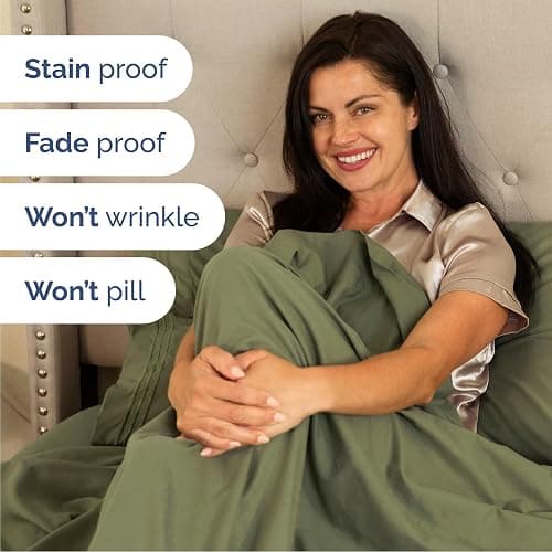 Queen Size 4 Piece Sheet Set - Breathable & Cooling Sheets - Sage Green | Hotel Luxury Bed Sheets for Women & Men, Deep Pockets, Easy-Fit, Extra Soft and Wrinkle Free Sheets, Oeko-Tex Bed Sheet Set thumbnail 5