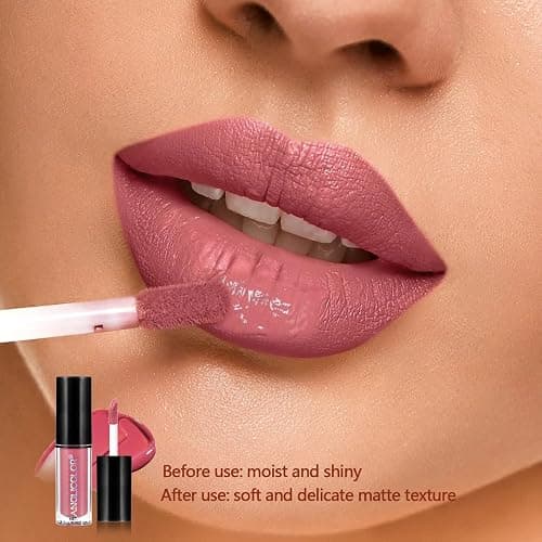 Anglicolor Lip Gloss Long-Lasting,Lipstick Set Highly Pigmented,Pink Lip Gloss Non-Stick Cup,Lip Gloss Set,Easy Application,Smooth Application,Not Flake Off,12 Colors,Vegan & Cruelty-Free (12Color) thumbnail 4
