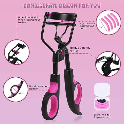 Eyelash Curler, MODUSKYE 7 in 1 Eyelashes Curler Eyebrow Tool with Replacement Refill Pads, Partial Lash Curler Eyes Makeup Tools Women Natural Lashes thumbnail 3