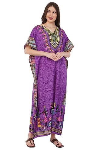 Divine threads Women African Print Kimono Cover Up V Neck Batwing Sleeve Plus Size Beach Kaftan Dresses thumbnail 2