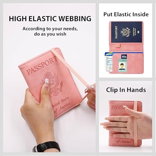 Melsbrinna Premium Leather Passport Holder Covers Case, Waterproof Rfid Blocking Travel Wallet Passport Holder with Pen Holder, Cute Passport Book for Women/Men thumbnail 2