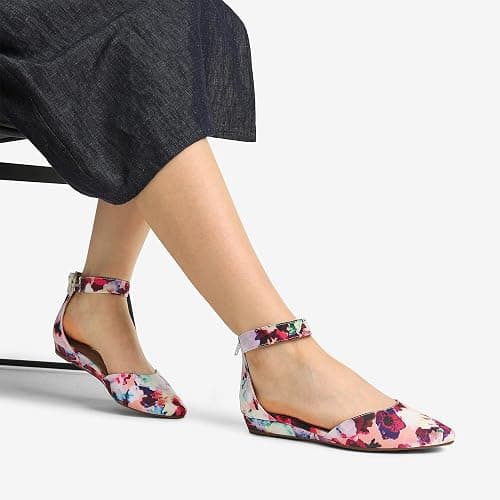 DREAM PAIRS Women's Low Wedge Pointed Toe Ankle Strap Dress Comfortable Casual Flats Shoes thumbnail 5