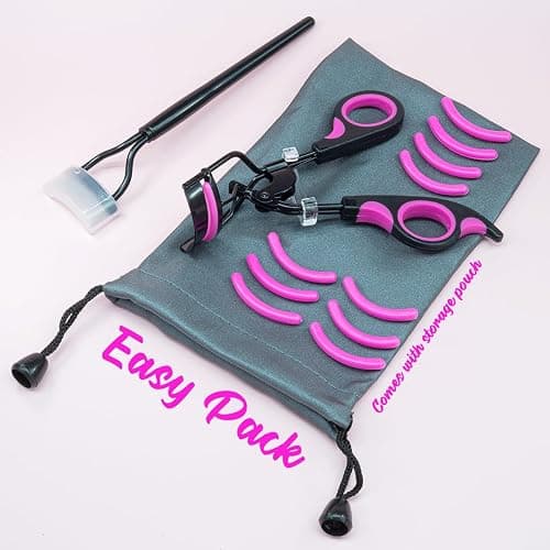 Eyelash Curler with Comb, qiipii Professional Lash Curlers metal Eyelashes Comb Seperator Eyelash Mascara Applicator Tool Kit for Women with 10 Replacement Silicone Refills Pads for Home & Travel Uses thumbnail 4