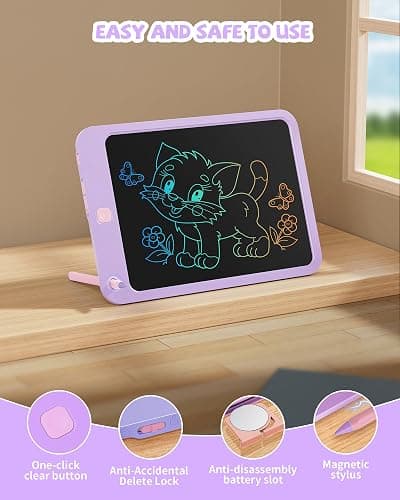 LCD Writing Tablet 10 Inch, Toys for 3 4 5 6 7 8 9 10 Year Old Boys Girls, Colorful Doodle Board Drawing Tablet, Gift for Boys Toddlers Age 3-12 Years, Memo Board, Drawing Pads with Lanyard(Purple) thumbnail 3