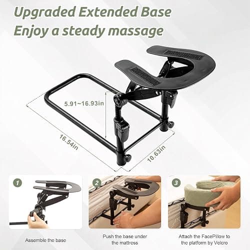 Massage Headrest for Bed, Head Holder & Face Cradle with Face Down Pillow | Extra Pillow Cover & 50 Disposable Cradle Covers, Armrest Kit with Massage Pillow, Portable Massage Table for 6-17" Mattress thumbnail 2