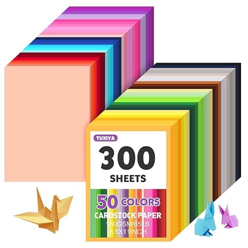 300 Sheets 8.5" X 11" Colored Cardstock, 50 Assorted Colors Construction Paper Card Stock Printer Paper for Printing, Card Making, DIY Crafts, School Supplies,Party Decorations (180GSM/65LB) - Image 1