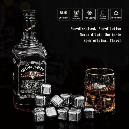 16Pcs Stainless Steel Metal Ice Cubes Reusable - Metal Stones Ice Cube for Drinks, High Cooling Technology, for Beverage, Fathers Day Dad Gifts for Men Husband, Pack of 16X thumbnail 2