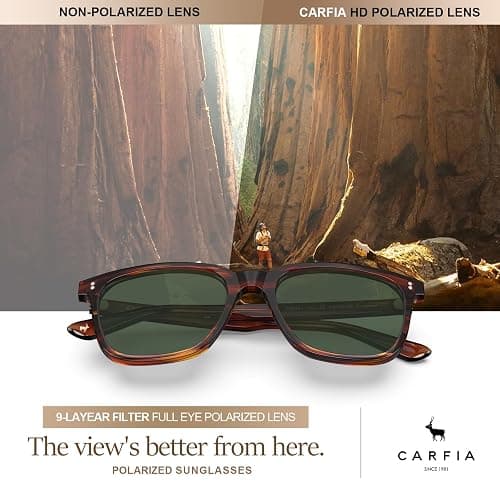 CARFIA Acetate Polarized Sunglasses for Men UV400 Protection Classic Retro Square Shades Driving Glasses thumbnail 6