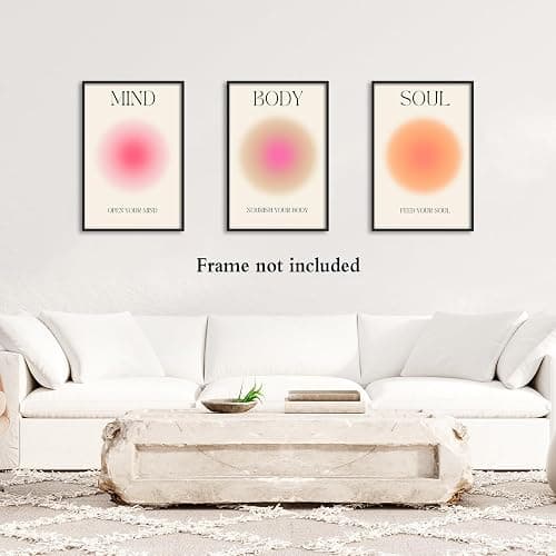 Adyggefy Art Positive Aura Aesthetic Posters 3 Piece Colorful Aura Gradient Canvas Wall Art Spiritual Soul Body Mind Quote Print Painting Danish Pastel Wall Decor for Yoga 12x16in Unframed thumbnail 6