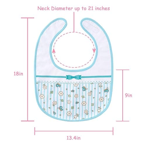 Littleforbig Cotton Waterproof Babydoll Printed Pink Floral Adult Bib with Adjustable Hook-and-Loop Fastener Closure thumbnail 5