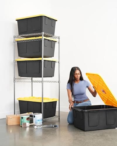 Bin Storage Rack with 5-Pack 27 Gallon Storage Totes – Holiday Decoration Organization, Declutter, NSF Certified, Zinc Plated, Heavy Duty Metal for Garage or Workspace, Steel, 31″ x 23″ x 72″ thumbnail 2