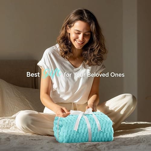 BEDELITE Aqua Throw Blanket for Couch, Soft Cozy Gifts for Women, 50 * 60 | 3D Jacquard Decorative Fleece Blanket, Super Soft Plush Throw, Cute Birthday Gift for Women & Men, Suitable for All Seasons thumbnail 2
