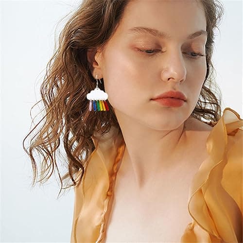 ONLYJUMP Cute Clouds Lightning Bolt Earrings for Women Creative Acrylic Transparent Earrings Lovely Clouds Rainbow Lightning Raindrop Earrings Cartoon Sweet Funny Earrings thumbnail 2