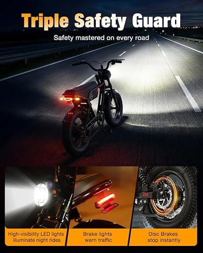 Hopepeak D10 Electric Bike for Teens Adults, Peak 1500W/1800W Motor, 48V 13Ah/15.6Ah Battery 16"×4.0"/20"×4.0" Fat Tire All-Terrain E Bike, Disc Brakes, Full Suspension, Ebike on Mountains, Snow thumbnail 5