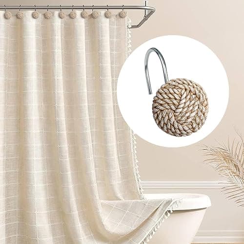 Sunlit Boho Knots Shower Curtain Hooks, Home Decorative Shower Curtain Rings for Bathroom, Seaside Nautical Shower Curtain Hangers Bathroom Accessories, Set of 12 thumbnail 5