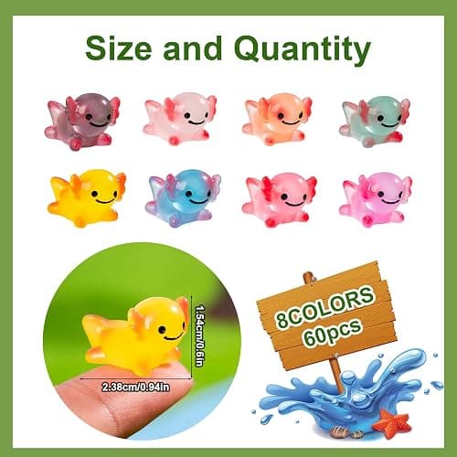 jrootouh 40 Pcs Luminous Mini Resin Axolotl Tiny Animals Miniature Axolotl Figures Glow in The Dark for DIY Garden Dollhouse Axolotl Figurines Accessories Micro Landscape Aquarium Party Decor thumbnail 6