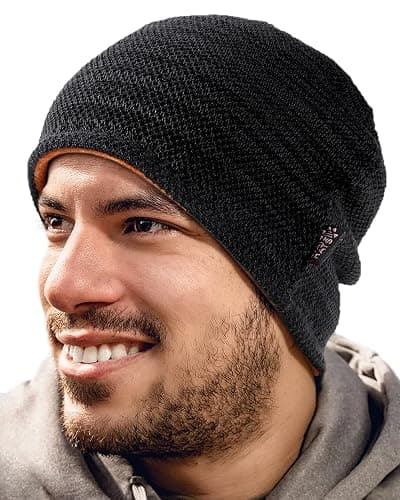 Lvaiz Mens Winter Beanie Hat Warm Fleece Lined Skull Cap for Men Reversible Women Windproof Watch Hat Knit Warm Unisex Beanie thumbnail 2