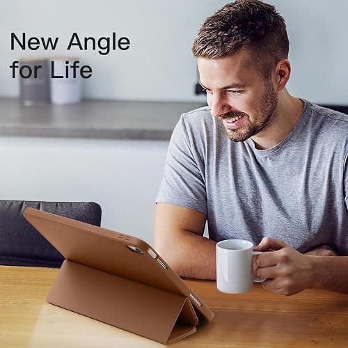 Akkerds Compatible with iPad (A16) 11th Generation Case 11 Inch 2025, for iPad 10th Generation Case 10.9 Inch 2022 with Pencil Holder, Slim Trifold Stand Protective Cover with Soft TPU Back, Brown thumbnail 2