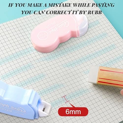 Flintronic 5 Pcs Scotch Double Face, 6M*6mm Rouleau de Colle, Colle à Ruban Adhésif, Propre, Portable, Ruban Cadeau Emballage, Roller Colles pour Scrapbooking, Papier Cadeau, Album Photo, École,Bureau thumbnail 4