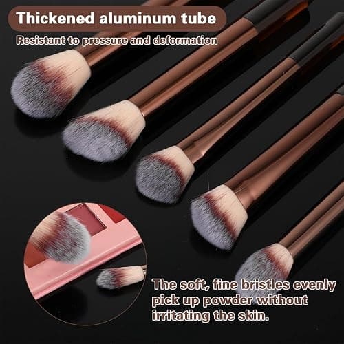 13 Pcs Makeup Brushes Set Professional Makeup Brush Set Premium Synthetic Foundation Eye Shadows Blush Powder Concealers Make Up Brushes For Women (Coffee) thumbnail 4