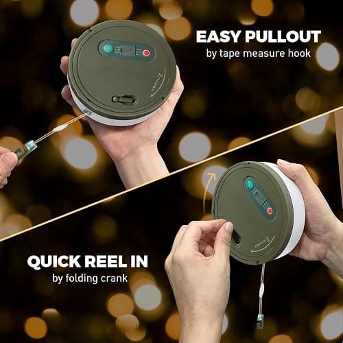 KUQIHUG Camping String Lights, 32.8FT Rechargeable Camping Lights with Quick Storage Reel, 8 Modes Waterproof Hanging LED Camping Lights for Tent, RV Awning, Patio and Outdoor Camping Gear Essentials thumbnail 4