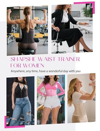 SHAPSHE Waist Trainer for Women Tummy Control Workout Waist Cincher Corset Shapewear Postpartum Body Shaper with Zipper Hook thumbnail 4